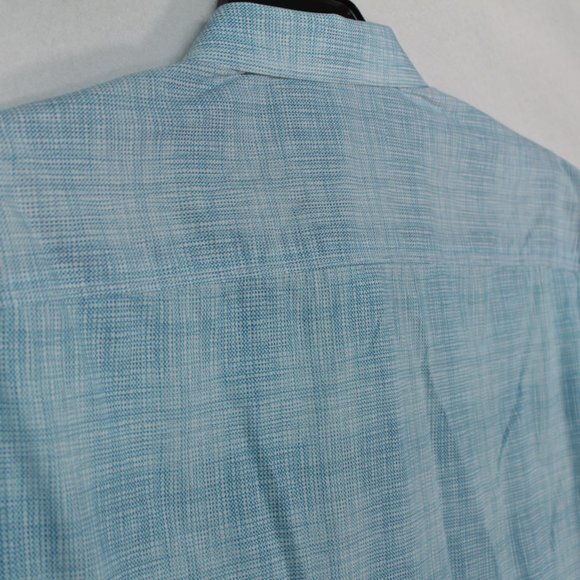 Bugatchi Shirt Men's XL (Size Tag Cut) Blue Long Sleeve Classic Fit - Picture 11 of 16